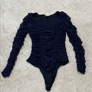 Zara Mesh Ruched Long Sleeve Bodysuit